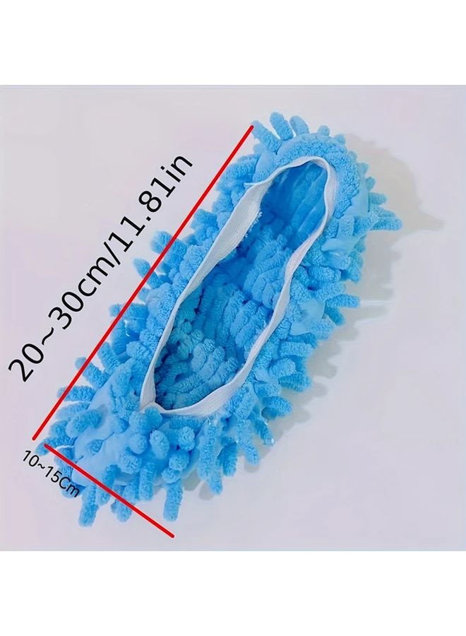 Blue 2 Pack Lazy Mop Slippers Reusable Washable Chenille Dust Mop Shoes Cover - Image 5